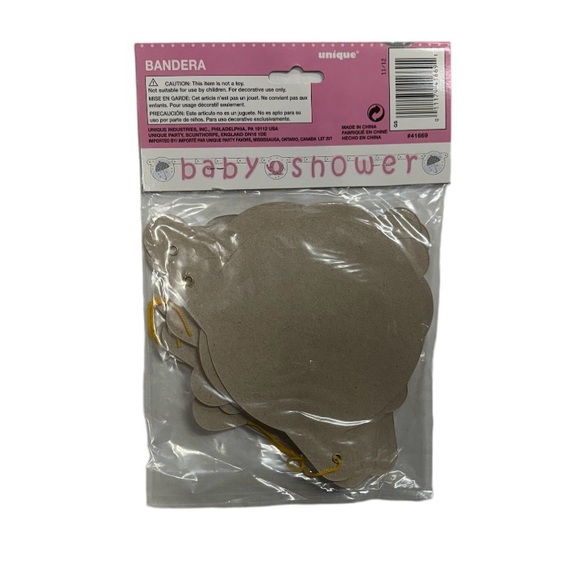 Baby shower banner pink colored with elephant brand new in package never used! - Picture 4 of 5